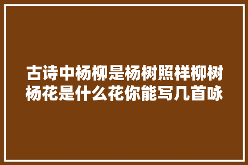 古诗中杨柳是杨树照样柳树杨花是什么花你能写几首咏柳诗吗