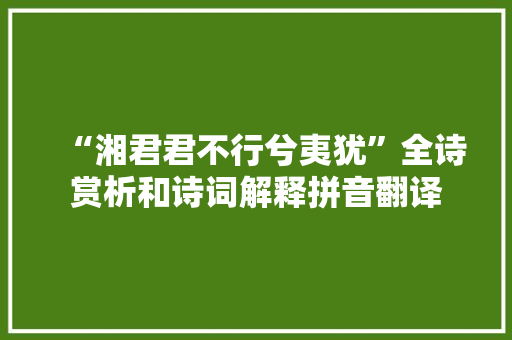 “湘君君不行兮夷犹”全诗赏析和诗词解释拼音翻译 “湘君君不行兮夷犹”全诗赏析和诗词解释拼音翻译