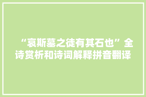 “哀斯墓之徒有其石也”全诗赏析和诗词解释拼音翻译