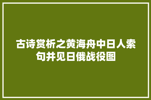 古诗赏析之黄海舟中日人索句并见日俄战役图