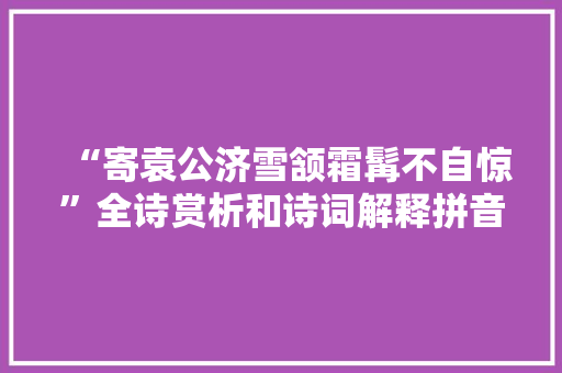 “寄袁公济雪颔霜髯不自惊”全诗赏析和诗词解释拼音翻译 “寄袁公济雪颔霜髯不自惊”全诗赏析和诗词解释拼音翻译