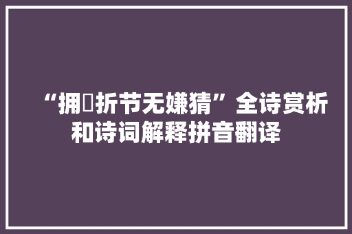 “拥篲折节无嫌猜”全诗赏析和诗词解释拼音翻译 “拥篲折节无嫌猜”全诗赏析和诗词解释拼音翻译