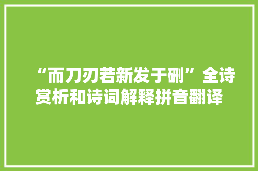 “而刀刃若新发于硎”全诗赏析和诗词解释拼音翻译