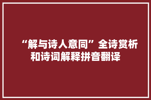 “解与诗人意同”全诗赏析和诗词解释拼音翻译