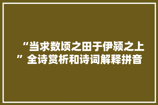 “当求数顷之田于伊颍之上”全诗赏析和诗词解释拼音翻译 “当求数顷之田于伊颍之上”全诗赏析和诗词解释拼音翻译