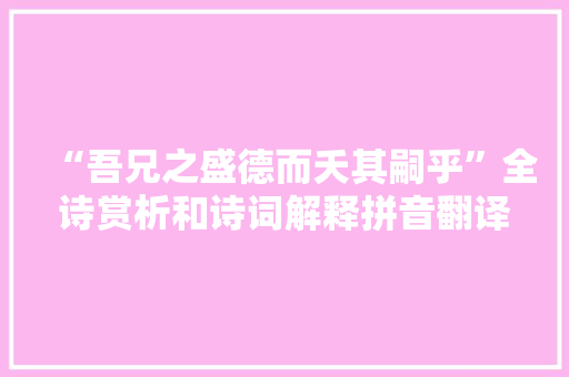 “吾兄之盛德而夭其嗣乎”全诗赏析和诗词解释拼音翻译