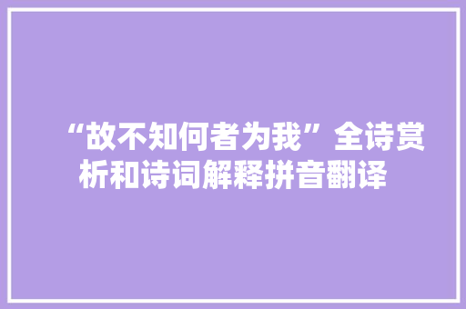 “故不知何者为我”全诗赏析和诗词解释拼音翻译