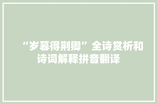 “岁暮得荆卿”全诗赏析和诗词解释拼音翻译