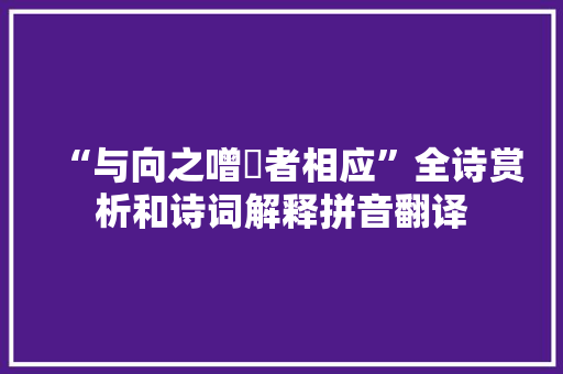 “与向之噌吰者相应”全诗赏析和诗词解释拼音翻译