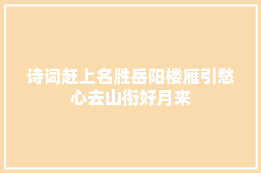 诗词赶上名胜岳阳楼雁引愁心去山衔好月来