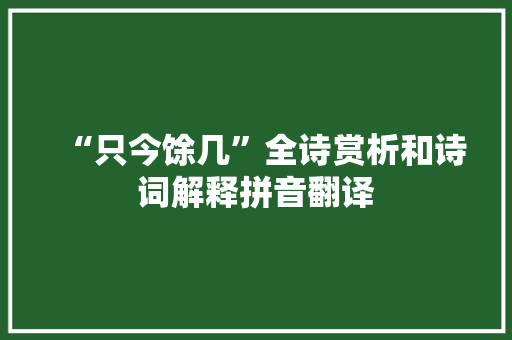 “只今馀几”全诗赏析和诗词解释拼音翻译