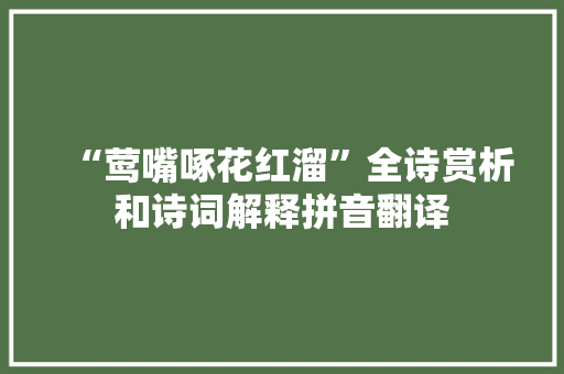 “莺嘴啄花红溜”全诗赏析和诗词解释拼音翻译