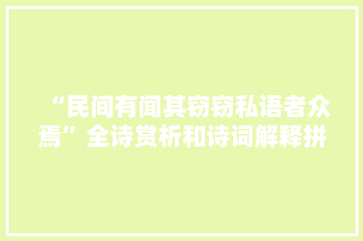 “民间有闻其窃窃私语者众焉”全诗赏析和诗词解释拼音翻译