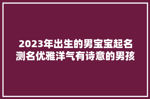 2023年出生的男宝宝起名测名优雅洋气有诗意的男孩名字大年夜全