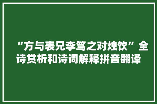 “方与表兄李笃之对烛饮”全诗赏析和诗词解释拼音翻译