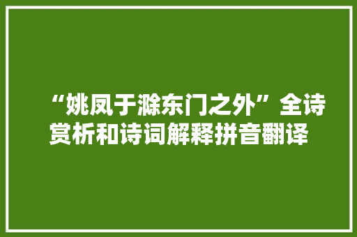 “姚凤于滁东门之外”全诗赏析和诗词解释拼音翻译
