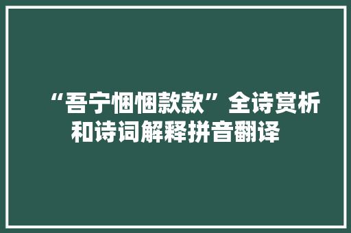 “吾宁悃悃款款”全诗赏析和诗词解释拼音翻译