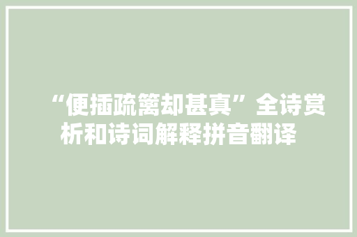 “便插疏篱却甚真”全诗赏析和诗词解释拼音翻译