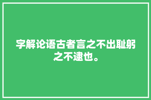 字解论语古者言之不出耻躬之不逮也。