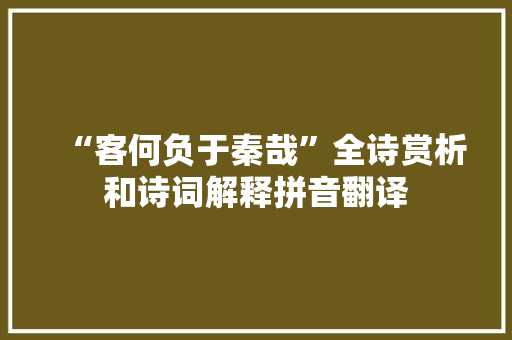 “客何负于秦哉”全诗赏析和诗词解释拼音翻译 “客何负于秦哉”全诗赏析和诗词解释拼音翻译