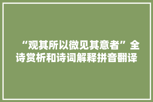 “观其所以微见其意者”全诗赏析和诗词解释拼音翻译 “观其所以微见其意者”全诗赏析和诗词解释拼音翻译