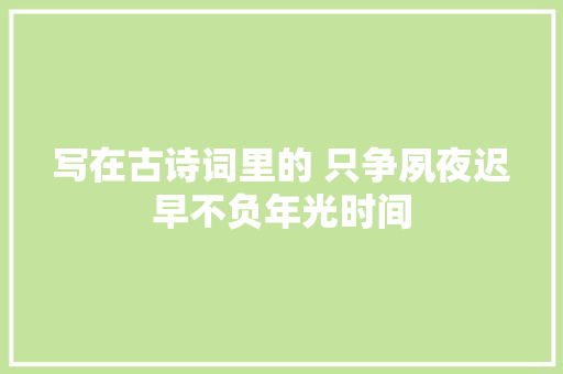 写在古诗词里的 只争夙夜迟早不负年光时间