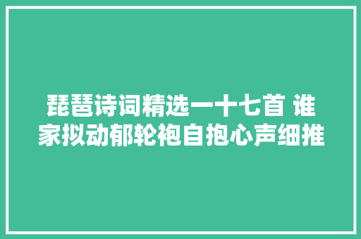 琵琶诗词精选一十七首 谁家拟动郁轮袍自抱心声细推说