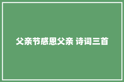 父亲节感恩父亲 诗词三首