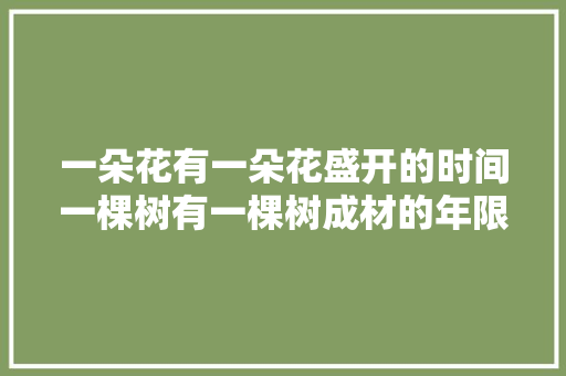 一朵花有一朵花盛开的时间一棵树有一棵树成材的年限