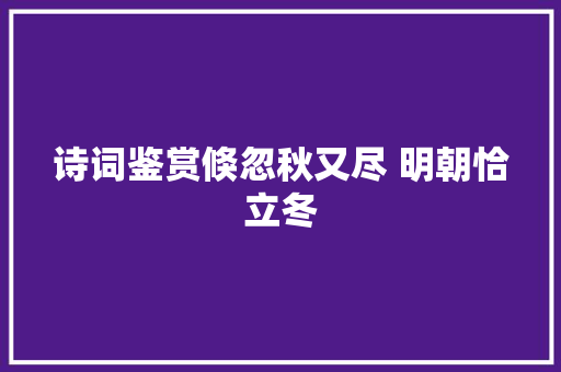 诗词鉴赏倏忽秋又尽 明朝恰立冬