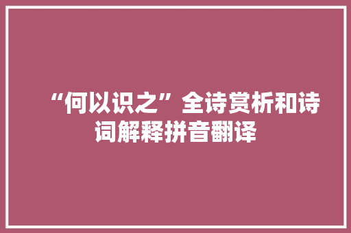“何以识之”全诗赏析和诗词解释拼音翻译