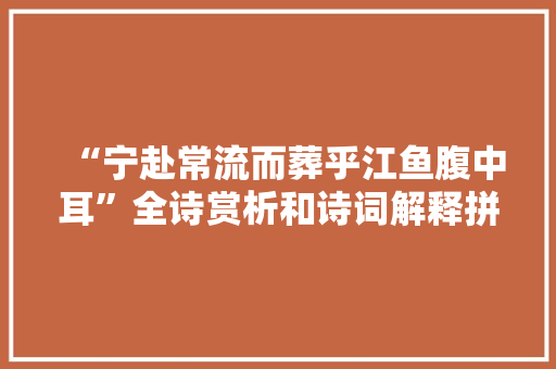 “宁赴常流而葬乎江鱼腹中耳”全诗赏析和诗词解释拼音翻译