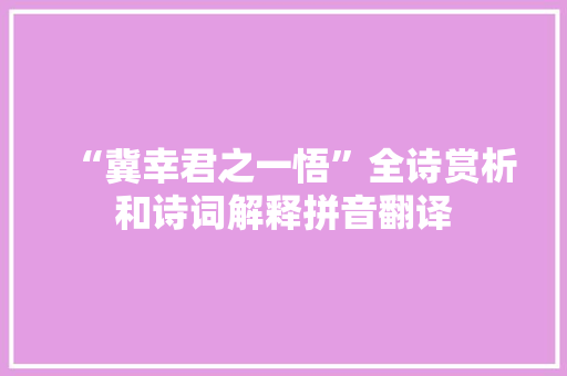 “冀幸君之一悟”全诗赏析和诗词解释拼音翻译