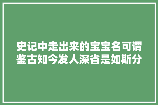 史记中走出来的宝宝名可谓鉴古知今发人深省是如斯分歧凡响