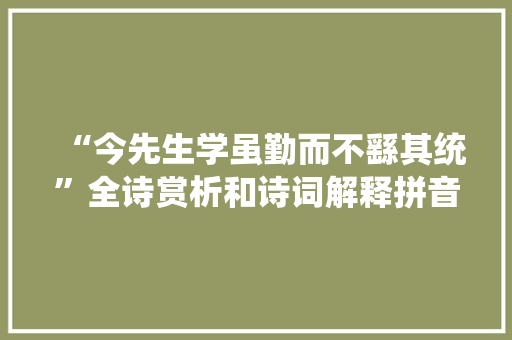 “今先生学虽勤而不繇其统”全诗赏析和诗词解释拼音翻译
