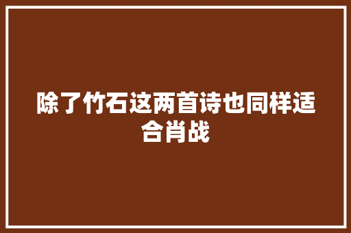 除了竹石这两首诗也同样适合肖战
