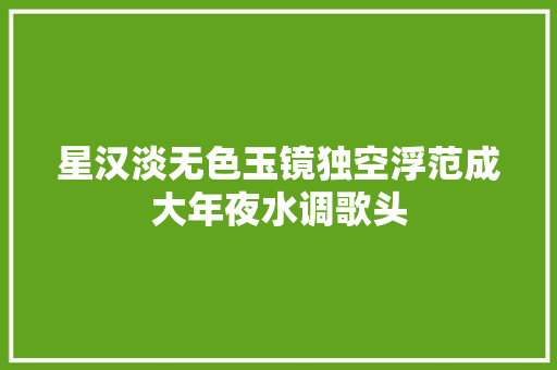 星汉淡无色玉镜独空浮范成大年夜水调歌头