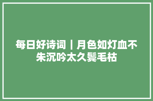 每日好诗词｜月色如灯血不朱沉吟太久鬓毛枯