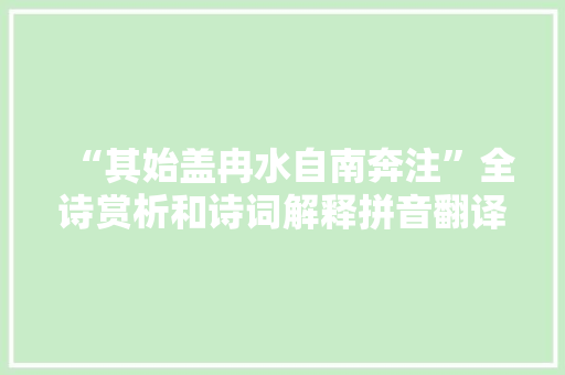 “其始盖冉水自南奔注”全诗赏析和诗词解释拼音翻译