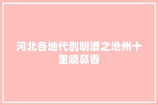 河北各地代剖明酒之沧州十里喷鼻香