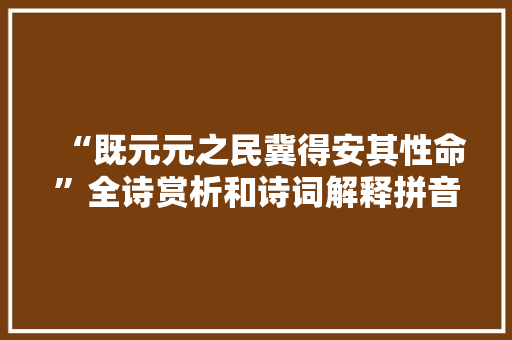“既元元之民冀得安其性命”全诗赏析和诗词解释拼音翻译