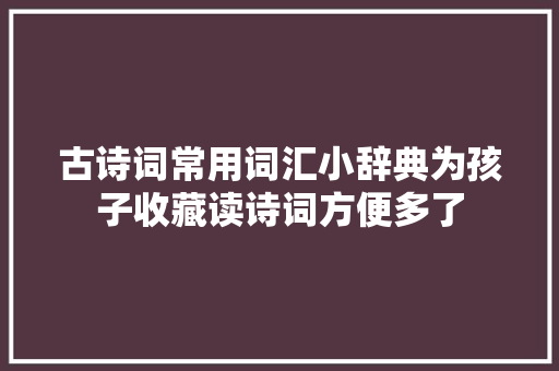 古诗词常用词汇小辞典为孩子收藏读诗词方便多了