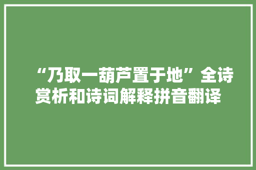 “乃取一葫芦置于地”全诗赏析和诗词解释拼音翻译