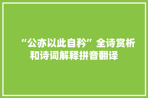 “公亦以此自矜”全诗赏析和诗词解释拼音翻译