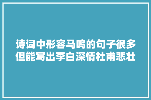 诗词中形容马鸣的句子很多但能写出李白深情杜甫悲壮的则很少