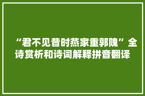 “君不见昔时燕家重郭隗”全诗赏析和诗词解释拼音翻译