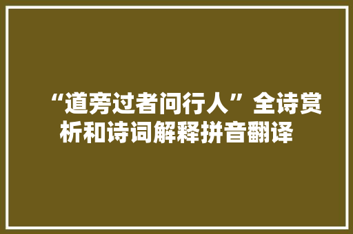 “道旁过者问行人”全诗赏析和诗词解释拼音翻译