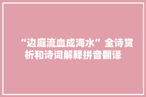 “边庭流血成海水”全诗赏析和诗词解释拼音翻译