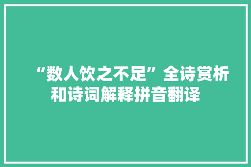 “数人饮之不足”全诗赏析和诗词解释拼音翻译