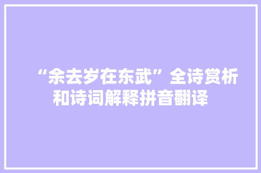 “余去岁在东武”全诗赏析和诗词解释拼音翻译